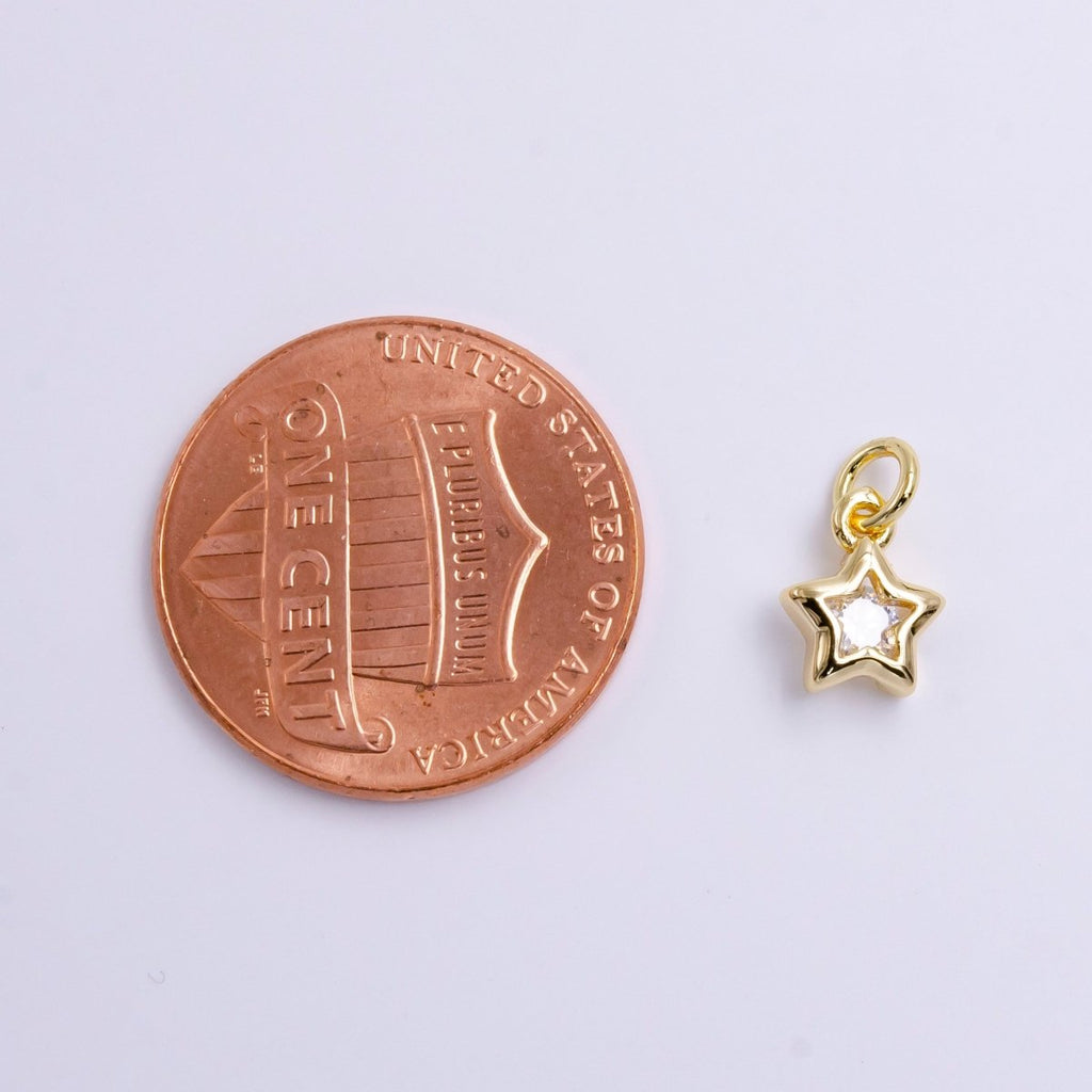 16K Gold Filled 10mm Clear CZ Celestial Star Bezel Add-On Charm | AC1461