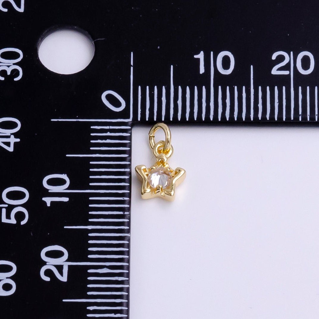 16K Gold Filled 10mm Clear CZ Celestial Star Bezel Add-On Charm | AC1461