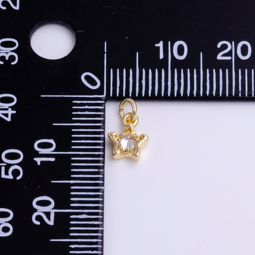 16K Gold Filled 10mm Clear CZ Celestial Star Bezel Add-On Charm | AC1461