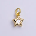 16K Gold Filled 10mm Clear CZ Celestial Star Bezel Add-On Charm | AC1461