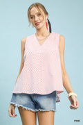 Mixed Stripe Sleeveless V-Neck Top