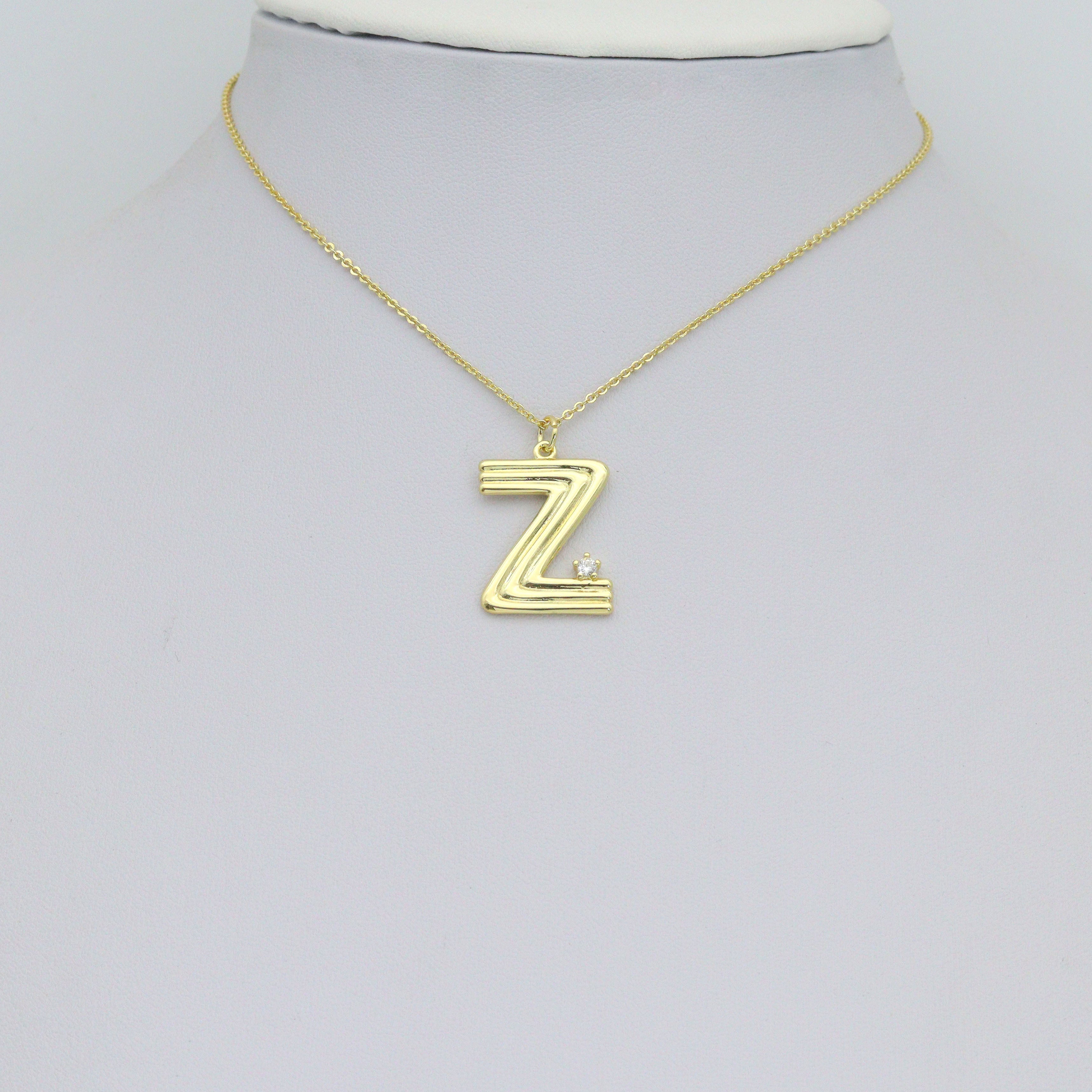 Gold Silver Alphabet Initial Charm Pendant, Sku#LX944