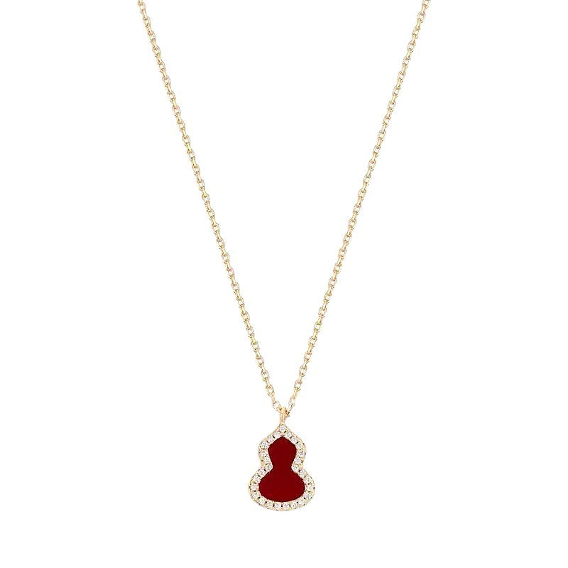 Gold Plated Red Agate White Shell Mother Daughter Light Luxury Necklace