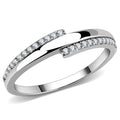 DA234 - High polished (no plating) Stainless Steel Ring with AAA Grade CZ in Clear