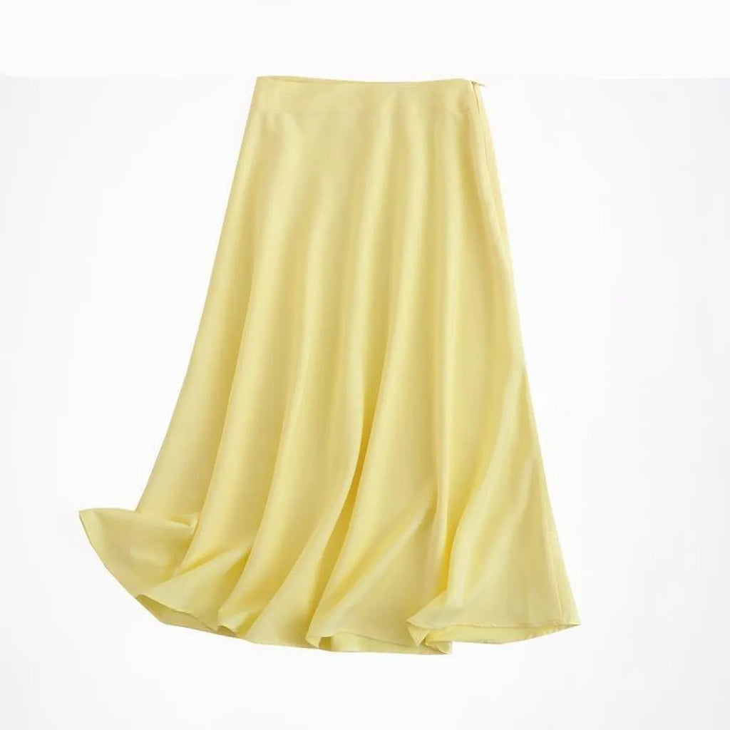 High-rise A-line Satin Skirt