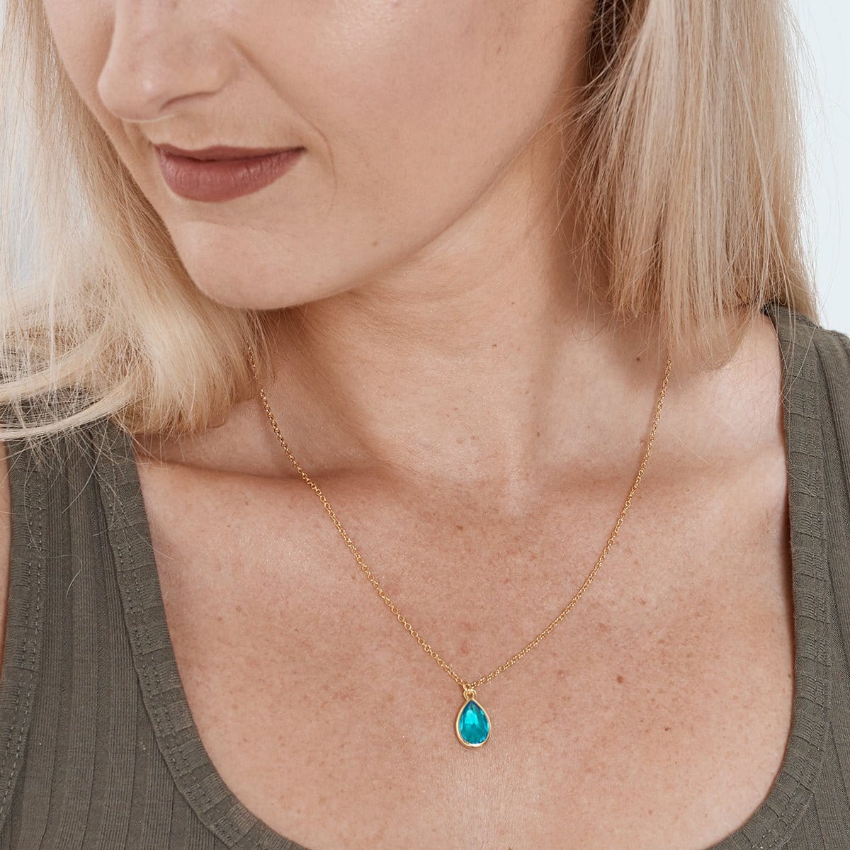 March Birthday Aquamarine Birthstone Necklace
