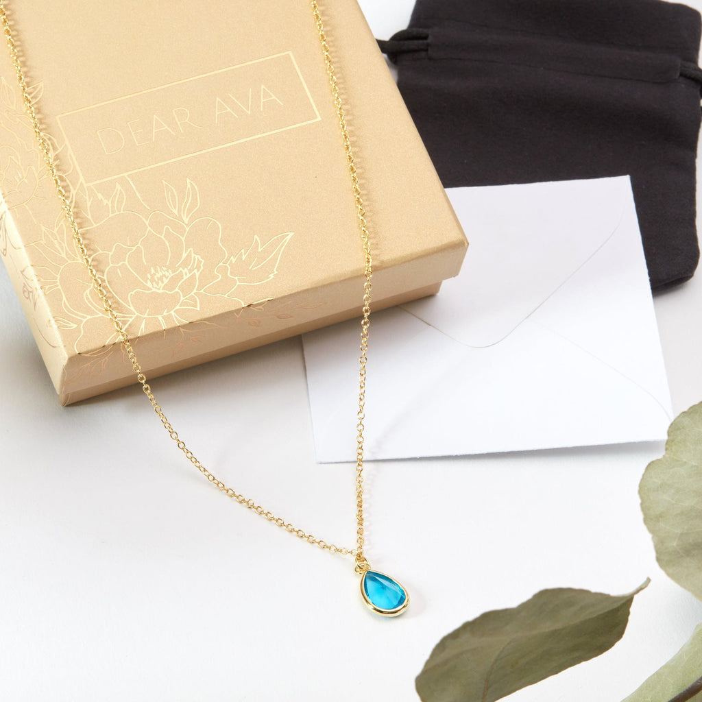 March Birthday Aquamarine Birthstone Necklace