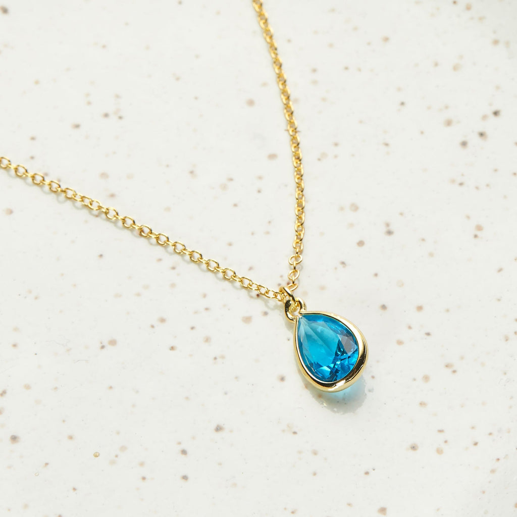 March Birthday Aquamarine Birthstone Necklace
