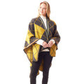 Plaid Check Patterned Stitch Ruana Poncho Wrap Shawl
