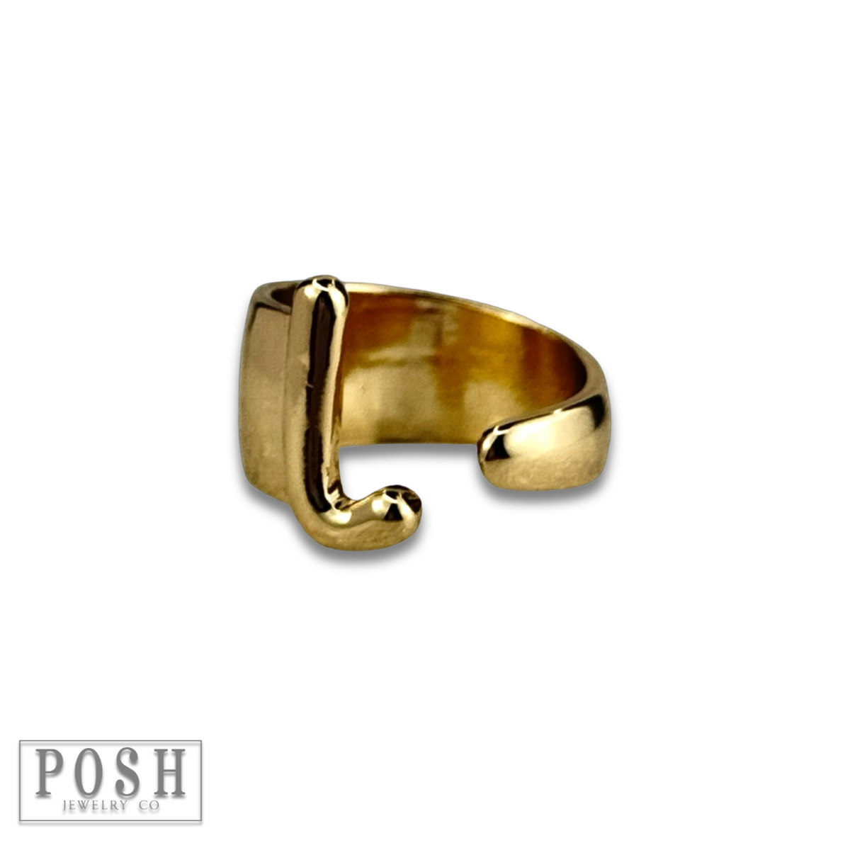 Bubble letter monogram initial ring