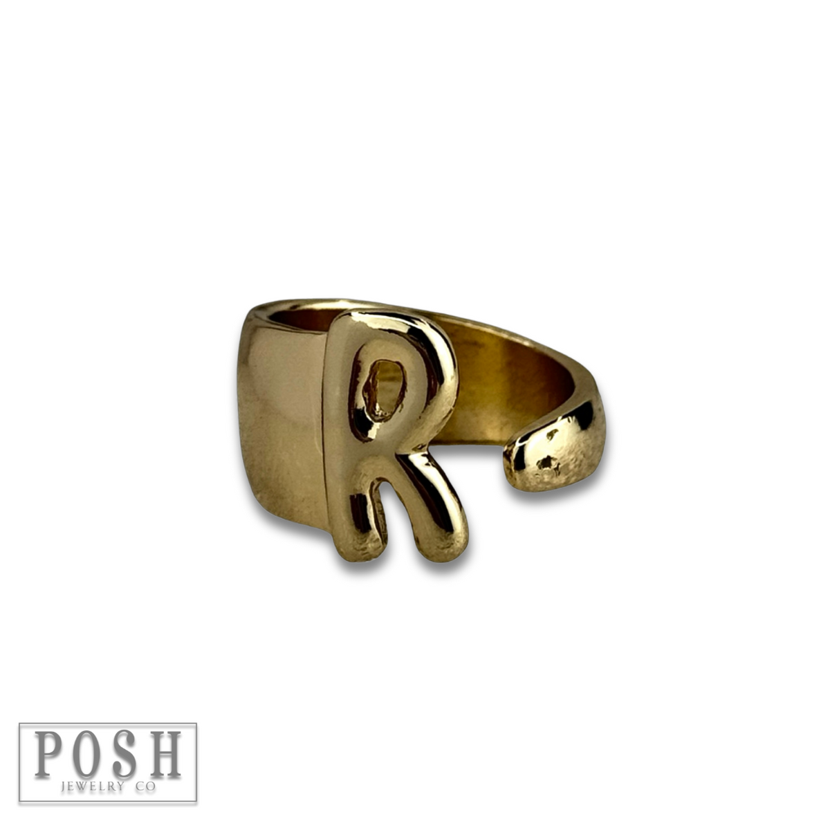 Bubble letter monogram initial ring